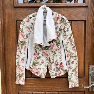 Anthropologie Floral Moto Knit Jacket